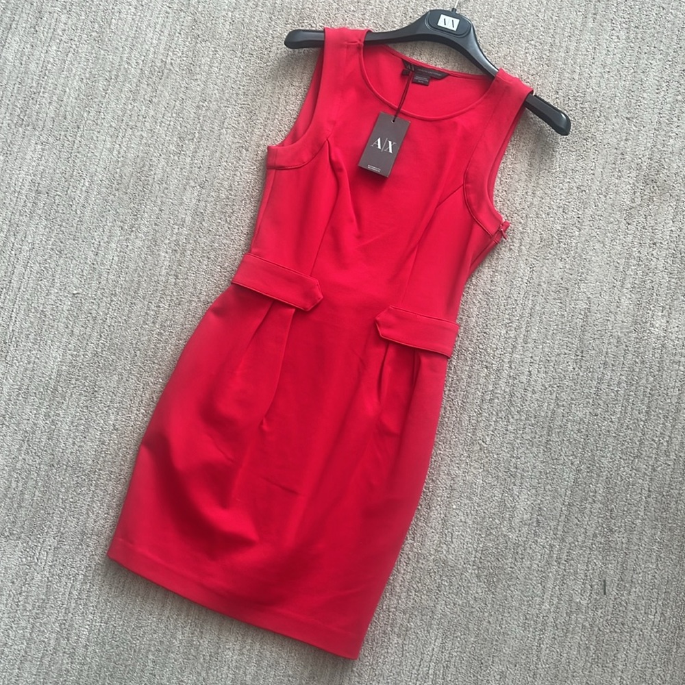 NWT Armani Exchange red sheath dress, size P0